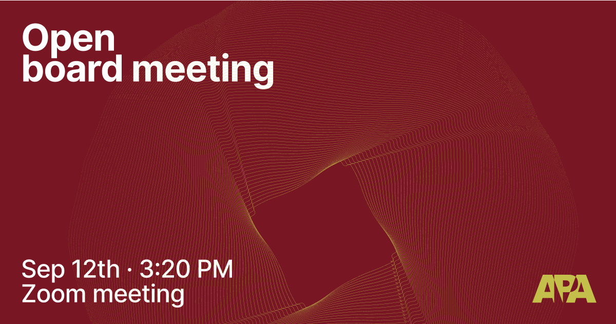 APA Chicago Open Board Meeting on September 12, 2022 at 3:20 PM